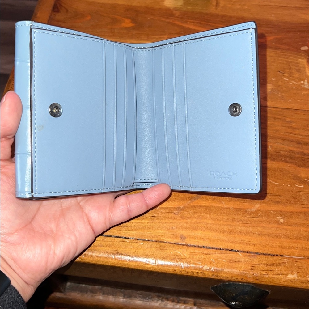 Coach Sky Blue Croc-Embossed Wallet - Picture 4 of 5